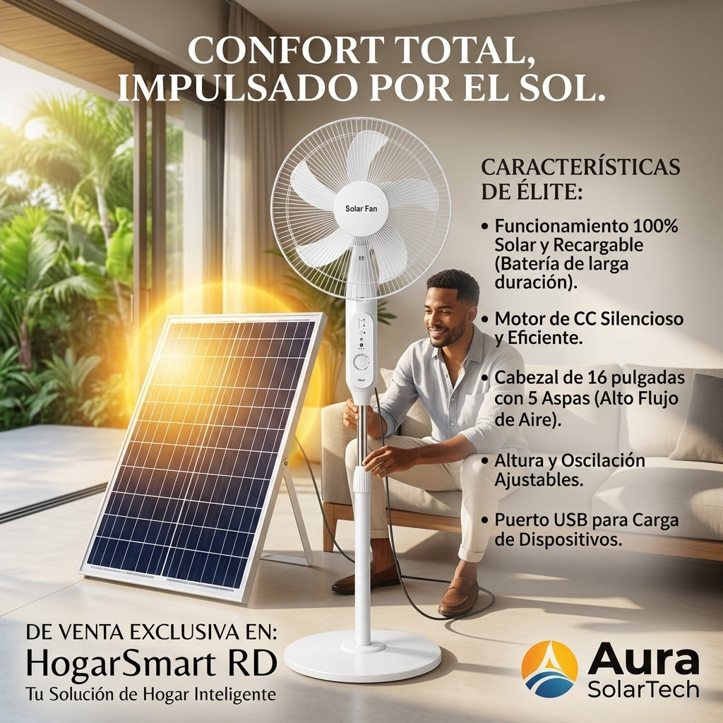 Abanico Recargable Solar potente.